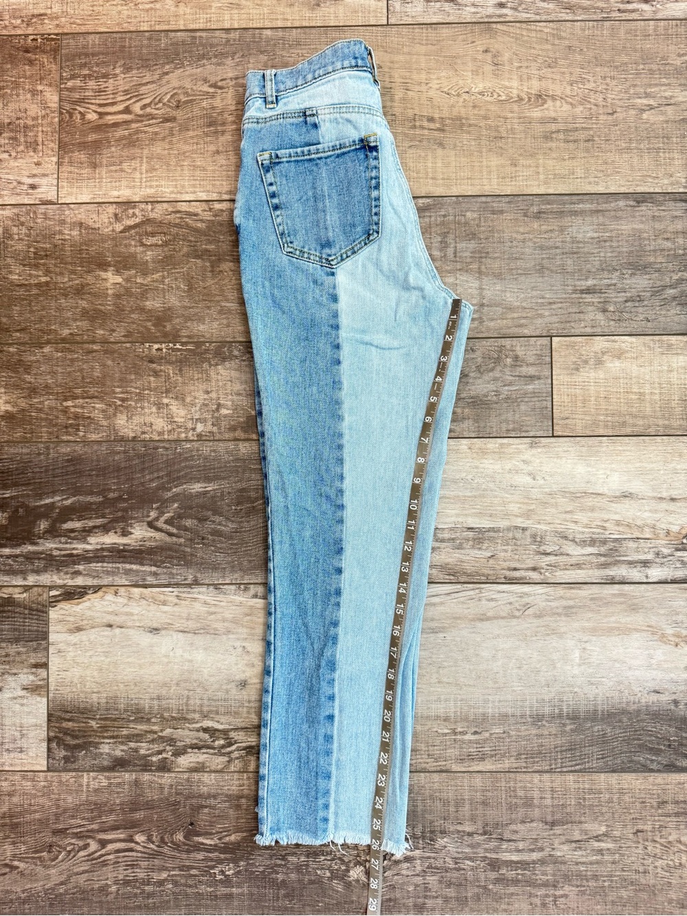PacSun Panelled Two-Tone Light and Medium Blue High-Rise Jeans - Picture 8 of 9